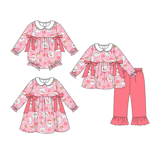 25.8.14 custom each style moq 5eta 4-6week Sibling Sisters Christmas baby girl long sleeve pants sets and dress and rompers match family design
