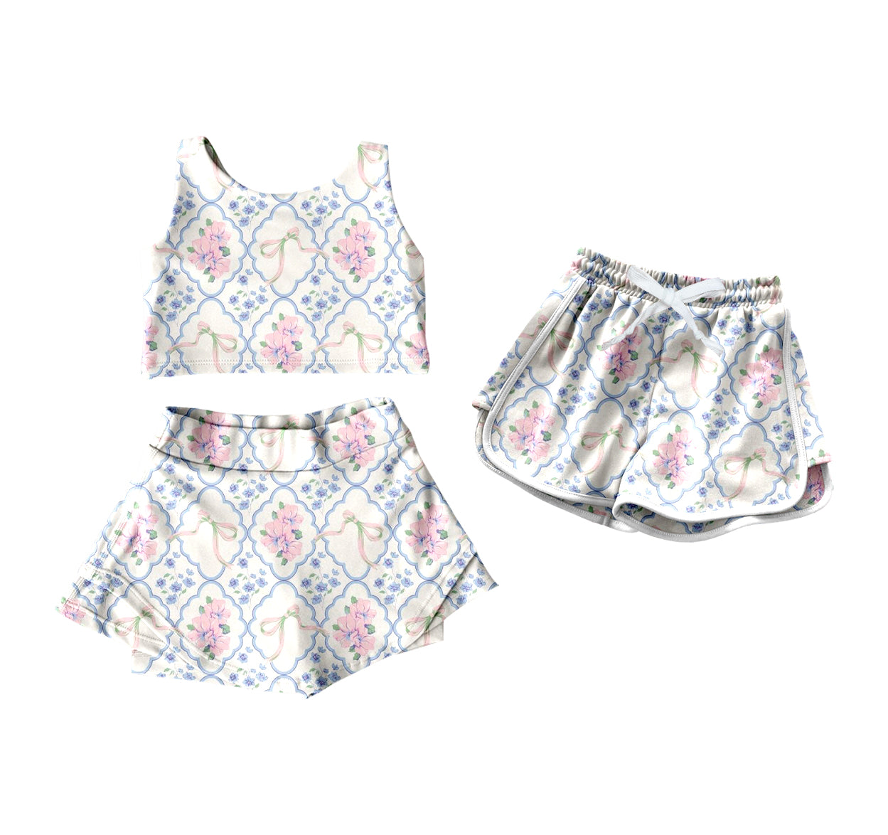 4.17 custom each style moq 5eta 4-6week Sibling Sister bow floral baby girls clothes Short sleeve yoga dress and shorts match family design