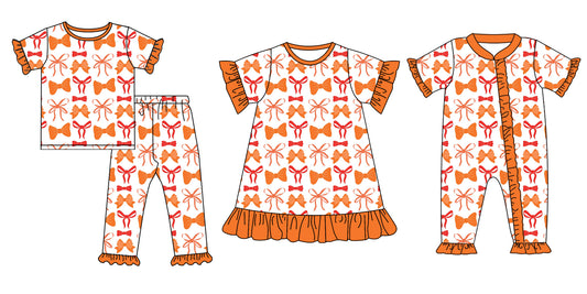 4.30 custom each style moq 5eta 4-6week Sibling Sisters bow baby girl short sleeve pants sets and dress and rompers match family design