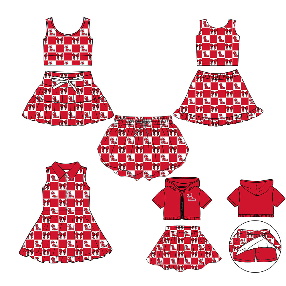 Custom moq 3 or 5 mix size milk silk summer teams baby girl clothes red sleeveless skirts sets 3 and dresss and shorts-26.1.19