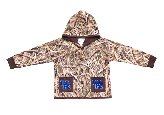 Custom moq 5 mix size milk silk baby boys clothes team summer camouflage button hooded long sleeve top-25.11.25