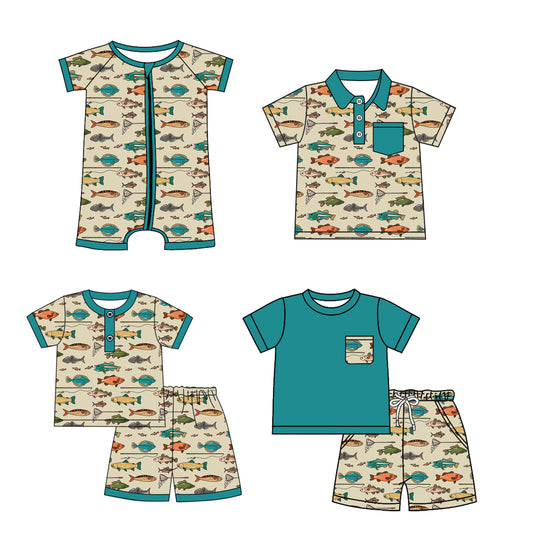 4.12 custom each style moq 5eta 4-6week Sibling Sister fish baby boy sets 1 and sets 2 and boy rompers and top match family design