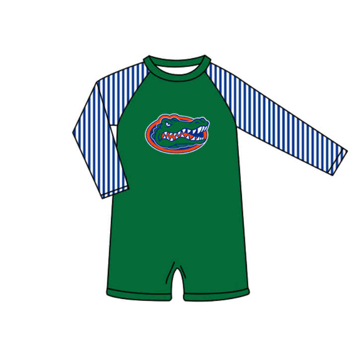 Custom moq 5 mix size milk silk summer teams baby girl boys clothes Green Two-Piece Swimsuit Set One Piece Swimsuits boy swim trunks