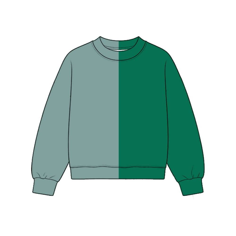 Custom moq 5 girls  Blank Cotton Sage Green + Dark Green Sweatshirt
