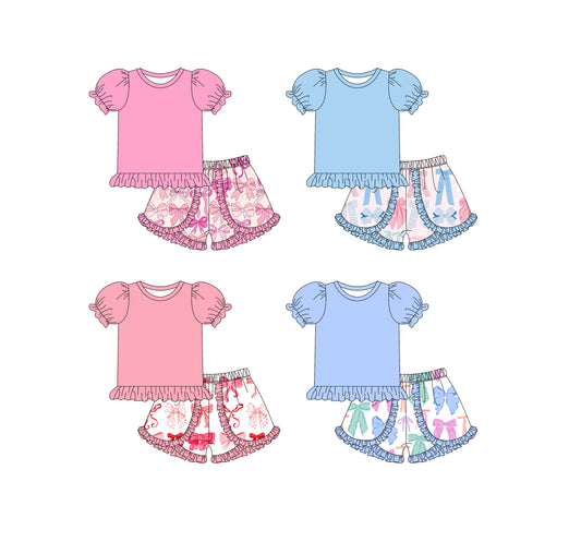 3.25 custom each style moq 5eta 4-6week Sibling Sister baby girls short sleeve set and set 4 match design