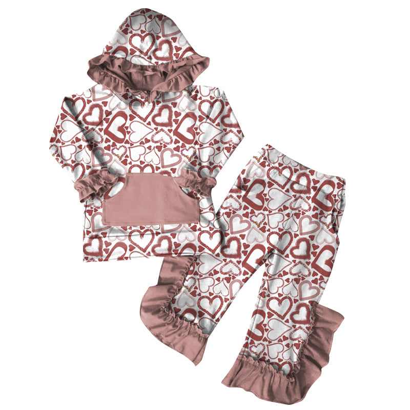 25.10.17 custom each style moq 5 eta 6-8week Sibling Sisters baby girl hooded long sleeve pants sets 6 match family design