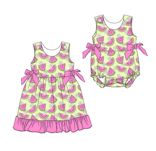 Custom moq 5 mix size Sibling Pink Sleeveless Dress Romper for Baby Girl Infant Summer Outfit Casual Comfortable Clothing