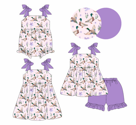 26.1.22 custom each style moq 5 eta 6-8week Sibling Sister duck baby short sleeve shorts sets and romper and dress match design