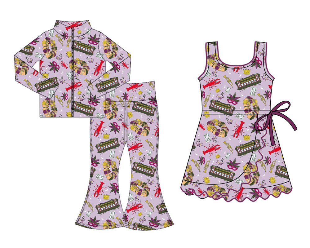 25.11.11 custom each style moq 5 eta 6-8week Sibling Sister lobster baby girl long sleeve pants sets and dress match design
