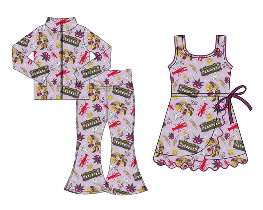 25.11.11 custom each style moq 5 eta 6-8week Sibling Sister lobster baby girl long sleeve pants sets and dress match design