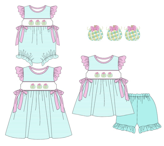 25.5.23 custom each style moq 5eta 4-6week Sibling Sisters pumpkin bow baby girl short sleeve shorts sets and dress and rompers match family design