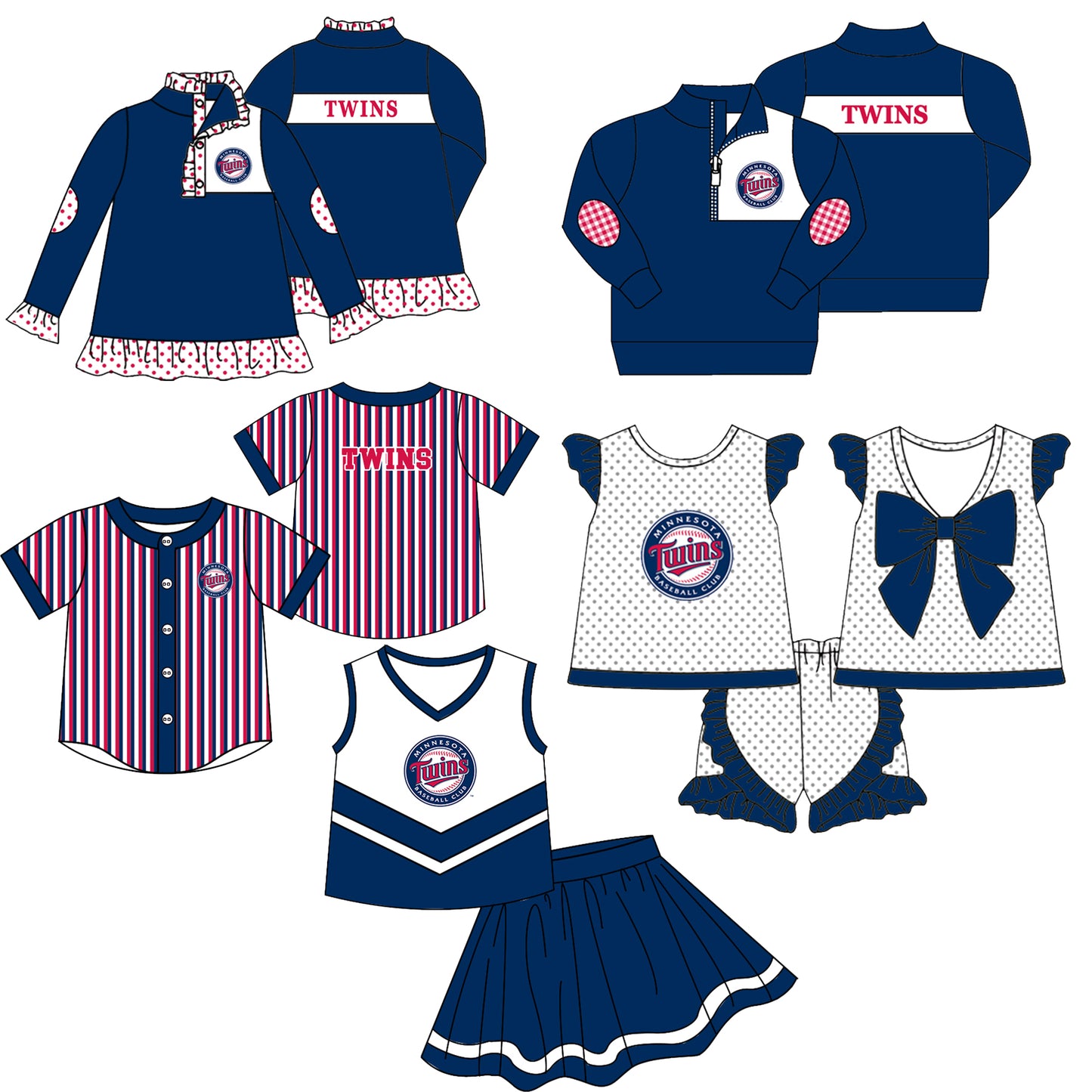 Custom moq 5 mix size milk silk summer teams Girls Navy Blue Long Sleeve Top Matching Short Sleeve Set Boys Tops