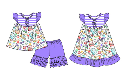 3.11 custom each style moq 5eta 4-6week Sibling Sister BACK TO SCHOOL baby girl short sleeve shorts sets and dresses match design