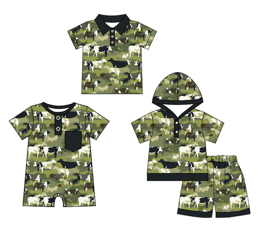 11.27 custom each style moq 5eta 4-6week Sibling Sister cow baby boy short sleeve shorts sets and boy romper and top match design