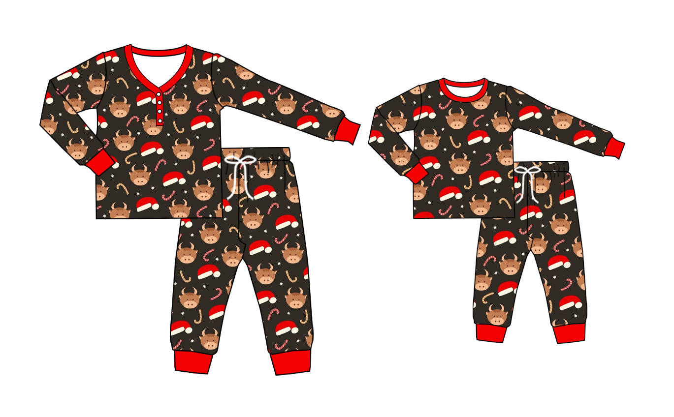 25.5.14 custom each style moq 5eta 4-6week Sibling Sister Christmas long sleeve pants sets and adult sets match design