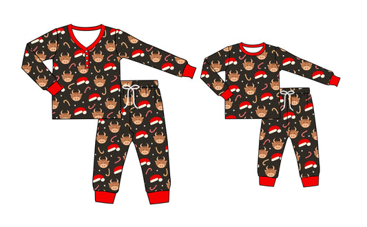 25.5.14 custom each style moq 5eta 4-6week Sibling Sister Christmas long sleeve pants sets and adult sets match design