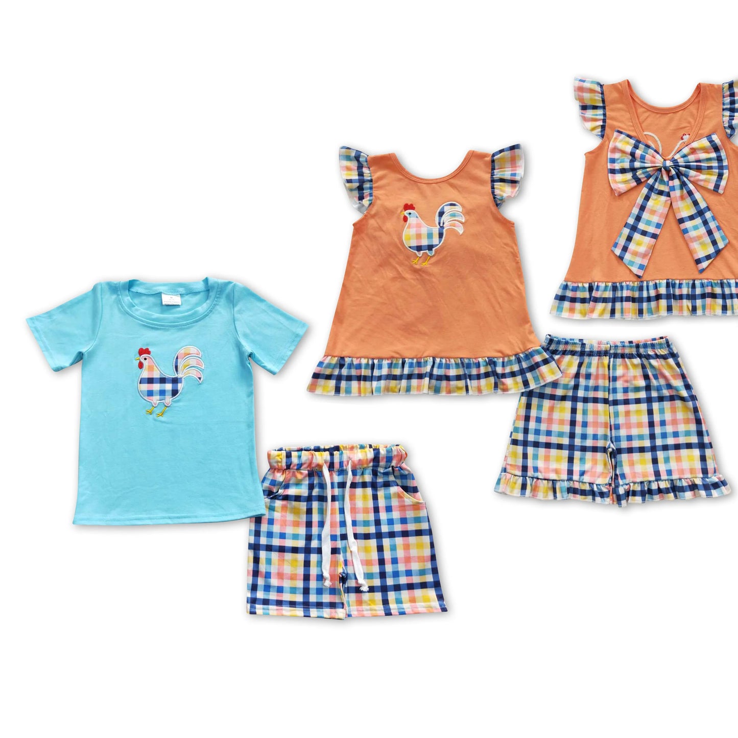 RTS NO MOQ Embroidery short-sleeved shorts suit & short-sleeved sets