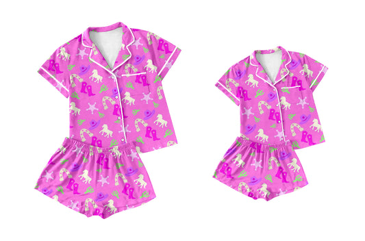 3.26 custom each style moq 5eta 4-6week Sibling Sister boot short sleeve shorts sets and adult sets match design