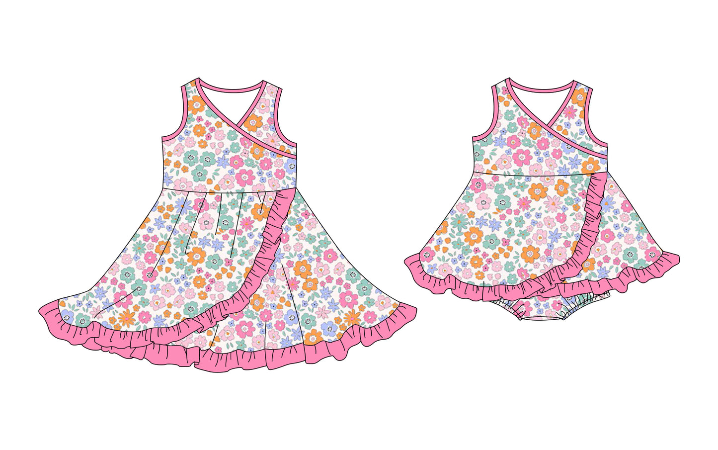 25.10.11 custom each style moq 5 eta 6-8week Sibling Sisters floral baby girl short sleeve dress and romper match family design