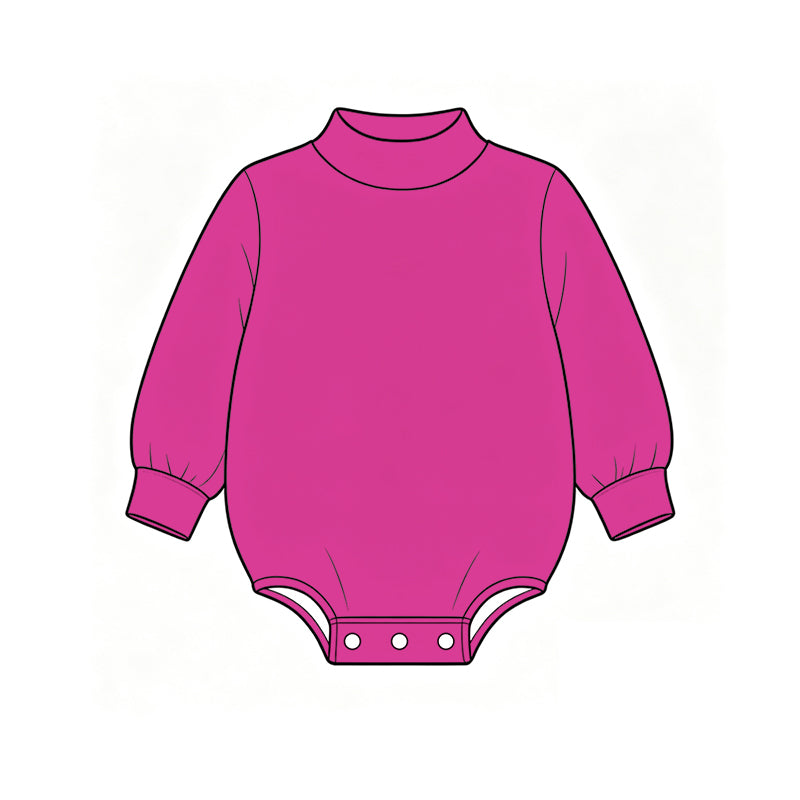 Custom moq 5 boys Blank Cotton Jumpsuit Hot Pink Long-sleeve high-neck Jumpsuit