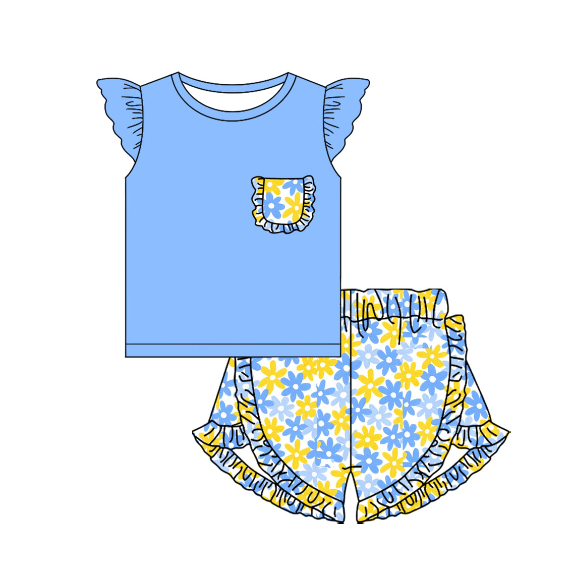 25.10.31 custom each style moq 5 eta 6-8week Sibling Sisters floral baby girl clothes short sleeve shorts sets 6 match family design