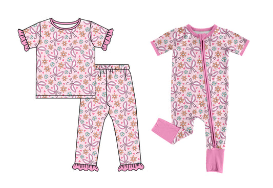 25.12.19 custom each style moq 5 eta 6-8week Sibling Sisters bow baby girl clothes short sleeve pants sets and romper match family design