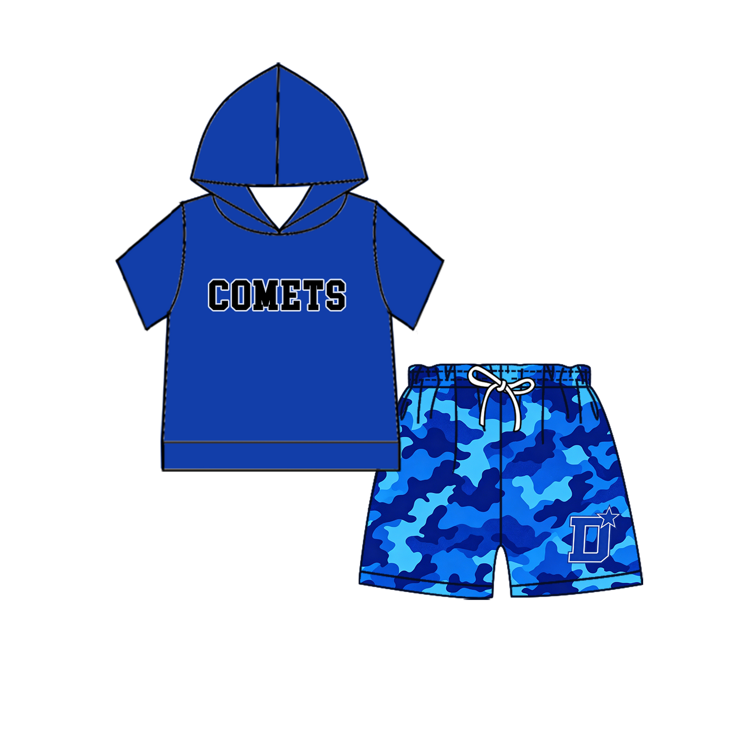 custom moq 5 mix size MSD070706 Baby Kids Short Sleeve Hooded Top Elastic Waist Shorts Clothes Set