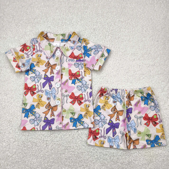 RTS NO MOQ baby girls Clothes short sleeve shorts pajamas Sets