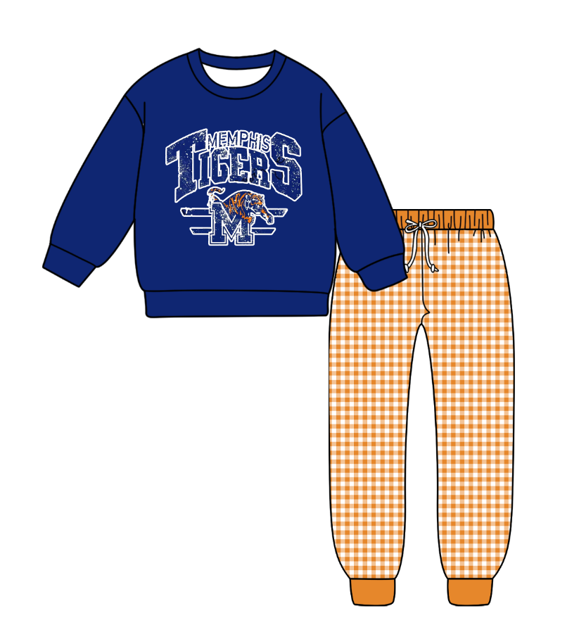 Custom moq 5 mix size milk silk summer teams baby boy clothes dark blue long sleeve pants sets-25.9.9