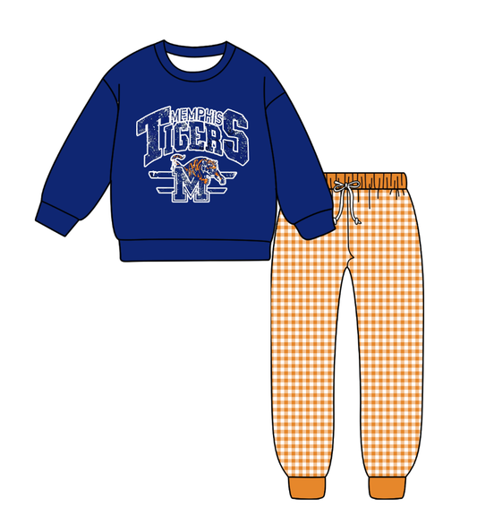 Custom moq 5 mix size milk silk summer teams baby boy clothes dark blue long sleeve pants sets-25.9.9