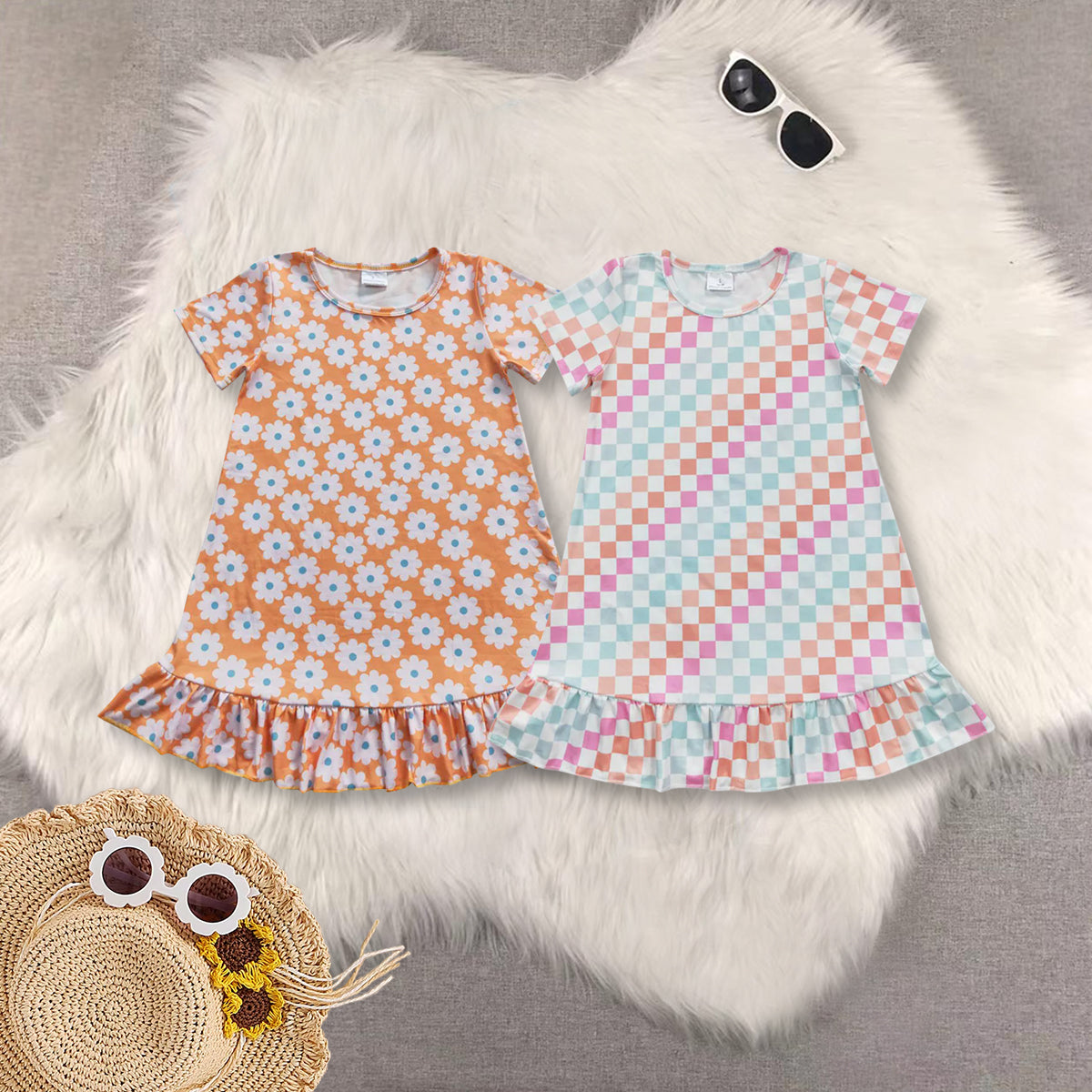 RTS baby girls clothes summer short Sleeve dress