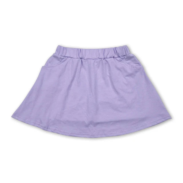 RTS NO MOQ Sibling Baby Girls Lavender Cotton Pocket Skorts Skirts