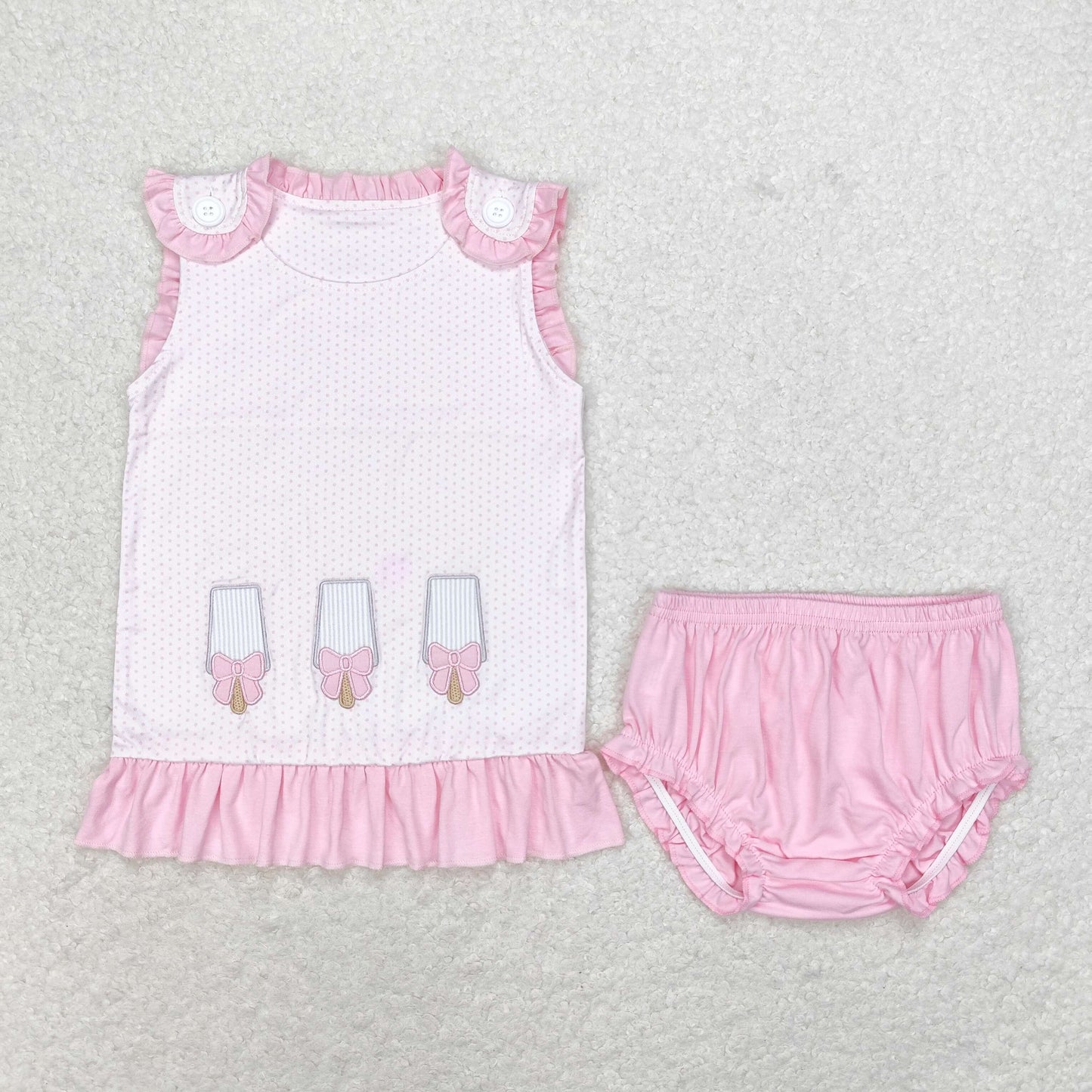 RTS NO MOQ Embroidered Beach Bucket-Beach Ball Striped Sleeveless Top & Short Sleeve Shorts Set & briefs Suit