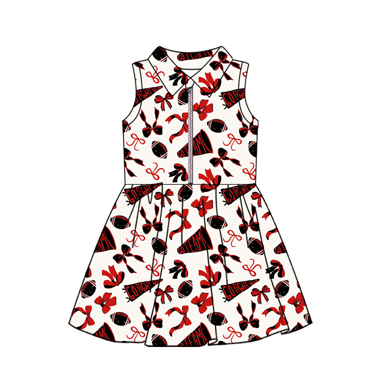 Custom moq 5 mix size milk silk summer teams baby girls clothes team bow red sleeveless skirts sets and dress 3 and skirts-25.8.21