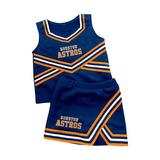 custom moq 3 Summer Girl team navy blue sleeveless shorts Set