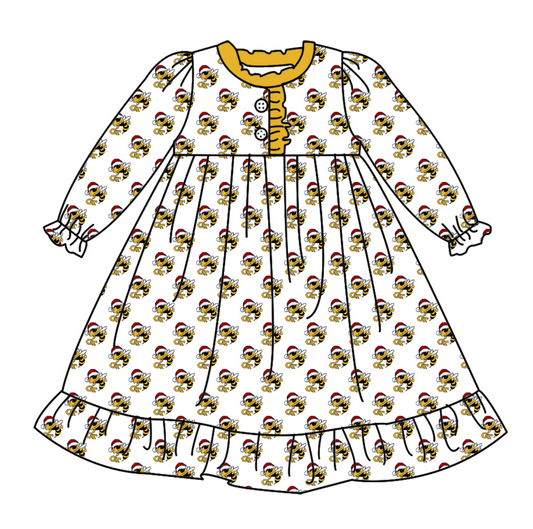 Cmoq 5 tat about 6-8 weeks Christmas Bee Yellow Team Long Sleeve Girls Nightdress