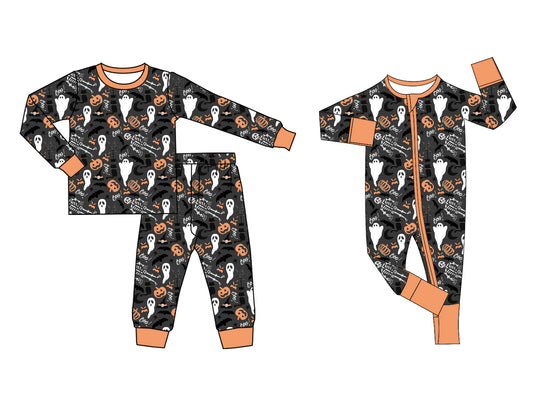 25.5.9 custom each style moq 5eta 4-6week Sibling Sisters ghost pumpkin baby boy long sleeve pants sets and rompers match family design