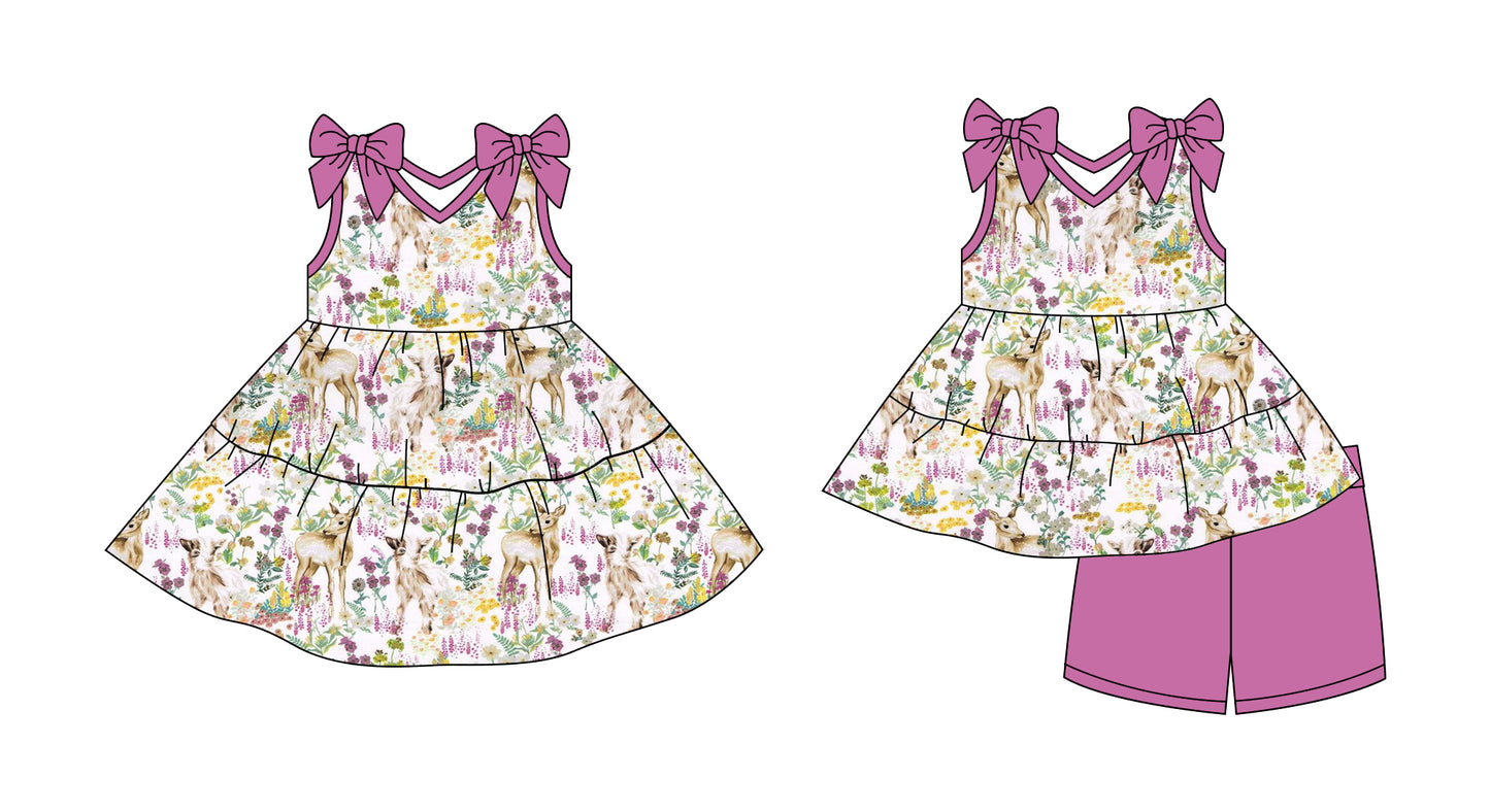 2.27 custom each style moq 5eta 4-6week Sibling Sister floral baby girl short sleeve shorts sets and dresses match design