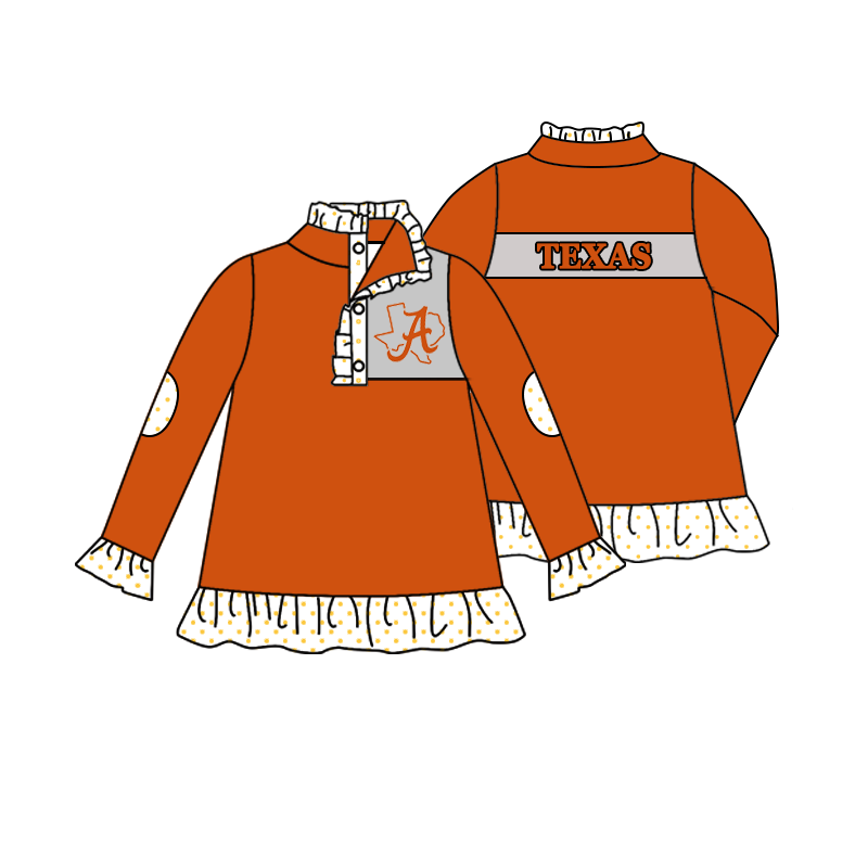 custom moq 5 mix size MSD072106 Baby Girls Zip Pullover Long Sleeve Team Top