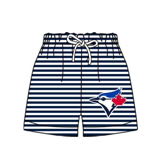 Custom moq 5 mix size milk silk summer teams Baby Black Striped Drawstring Shorts for Children Elastic Waist Kids Summer Shorts