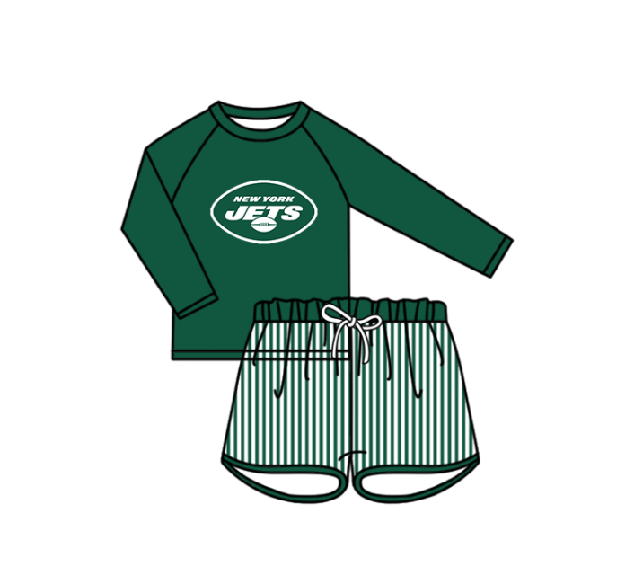 Custom moq 5 mix size milk silk summer teams baby girl boys clothes Green Two-Piece Swimsuit Set One Piece Swimsuits boy swim trunks