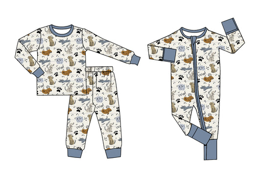 25.5.20 custom each style moq 5eta 4-6week Sibling Sisters puppy baby boy long sleeve pants sets and rompers match family design