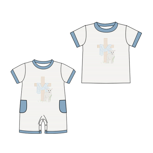 25.11.7 custom each style moq 5 eta 6-8 week Sibling Sister easter baby boy short sleeve top and rompers match family design