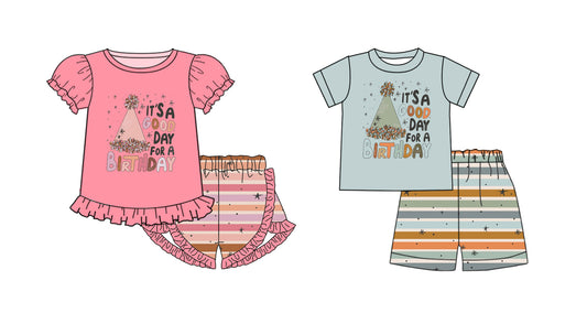 11.13 custom each style moq 5eta 4-6week Sibling Sister BIRTHDAY baby girl short sleeve shorts sets 1 and sets 2 match design