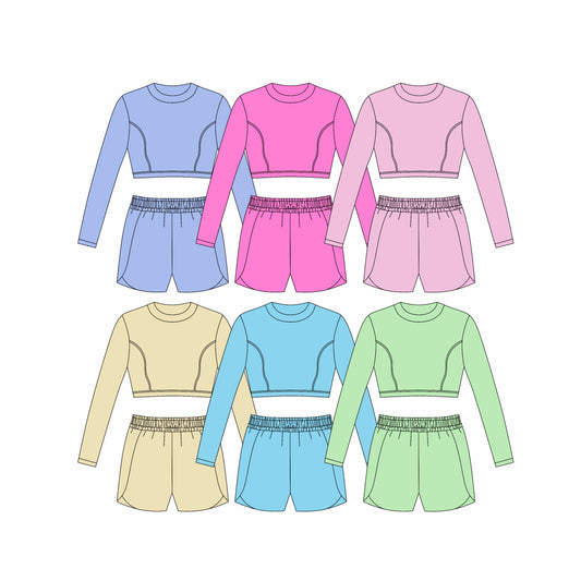 25.12.25 custom each style moq 5 eta 6-8week Sibling Sisters baby girl clothes long sleeve shorts sets 5 match family design