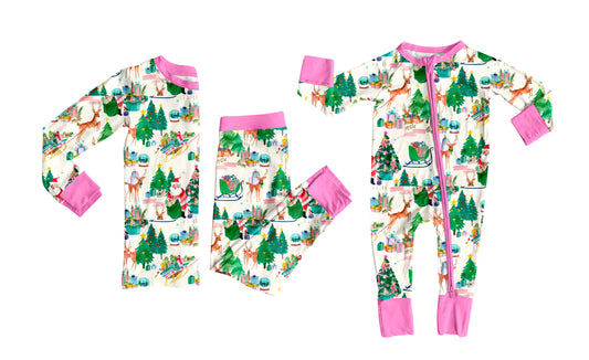 25.7.11 custom each style moq 5eta 4-6week Sibling Sister Christmas trees baby girl long sleeve pants sets and rompers match family design