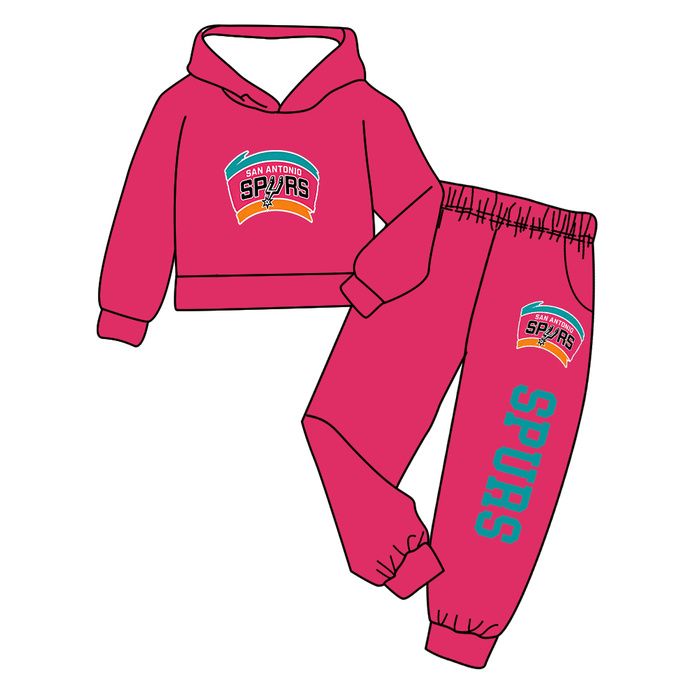 custom moq 5 mix size MSD072206 Baby Kids Letter Print Long Sleeve Hooded Top Matching Trousers Two Piece Team Clothes Set