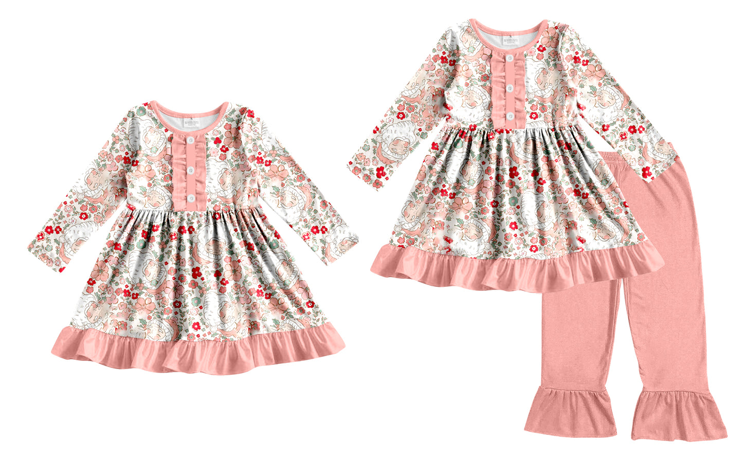 25.8.28 custom each style moq 5eta 4-6week Sibling Sisters Christmas floral baby girl long sleeve pants sets and dress match family design