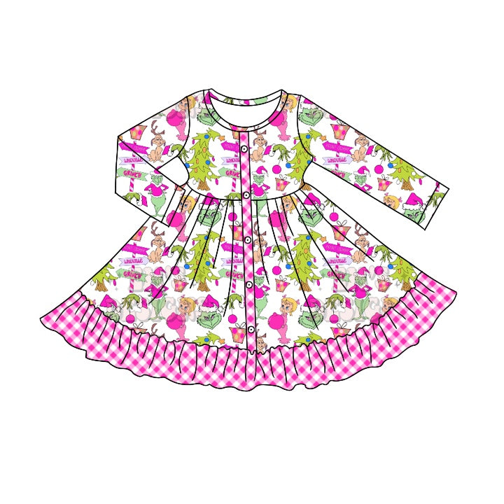 5.18custom each style moq 5eta 4-5week Girls' dresses with Christmas style prints girls dress