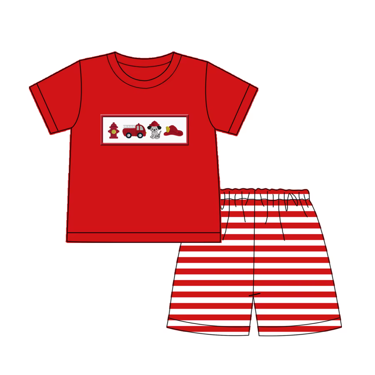 5.21custom each style moq 5eta 4-5week Sibling Sister Fire series print red girls and boys outfits and baby romper match family design